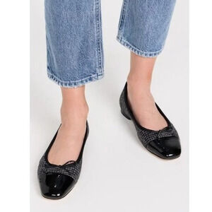 Sam Edelman Women's 8.5M Black Boucle Marley Ballet Flats Bow Cap Toe P18-21